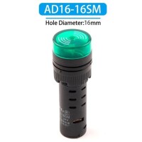 Green AC220V 16mm AD16-16SM LED Signal Indicator Built-in Buzzer - 2