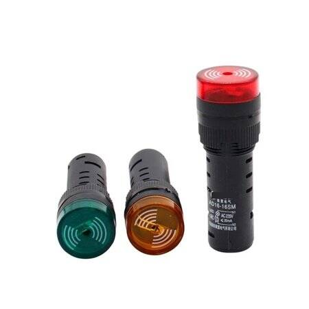 Green AC220V 16mm AD16-16SM LED Signal Indicator Built-in Buzzer - 3