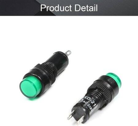 Green AC220V NXD-212 Small LED Signal Indicator Light - 2