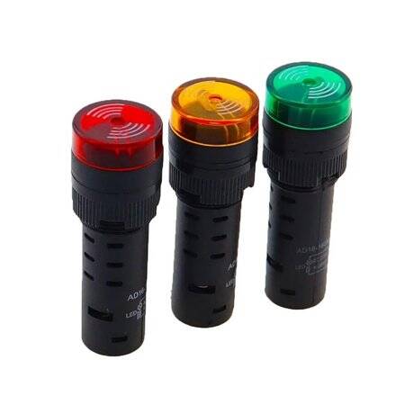 Green AC/DC12V 16mm AD16-16SM LED Signal Indicator Built-in Buzzer - 2