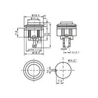 Green DS-500 2 PIN 14mm Thread Momentary Self-Reset Push Button Switch Press Off-NC - 3