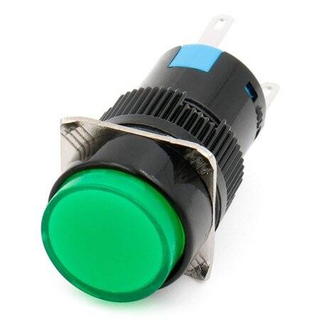 Green LA128A 12V 5PIN 16mm Thread Self-Locking Round Push Button Switch - 5