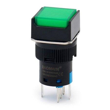 Green LA128A 220V 5PIN 16mm Thread Self-Reset Round Push Button Switch - 1