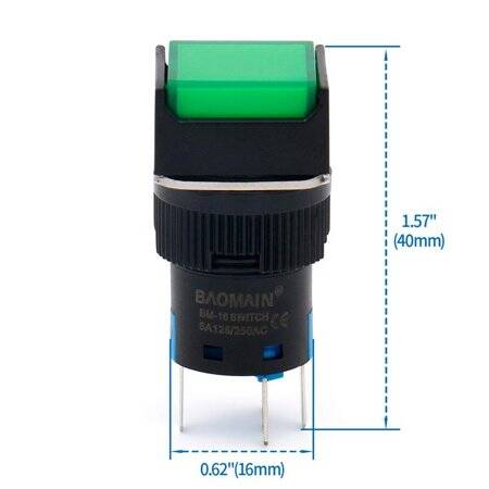 Green LA128A 220V 5PIN 16mm Thread Self-Reset Round Push Button Switch - 2