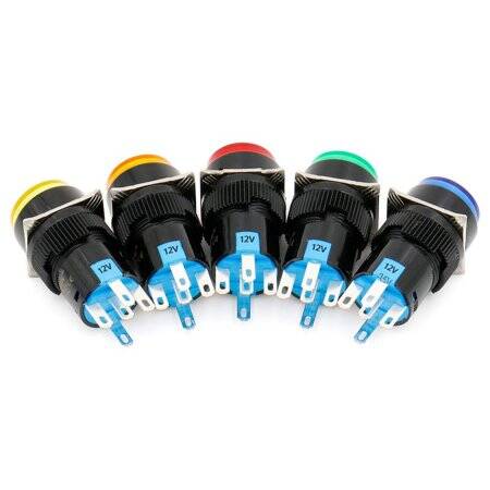 Green LA128A 220V 8PIN 16mm Thread Self-Locking Round Push Button Switch - 2