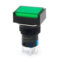 Green LA128A 24V 5PIN 16mm Thread Self-Reset Round Push Button Switch - 1