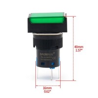 Green LA128A 24V 5PIN 16mm Thread Self-Reset Round Push Button Switch - 3