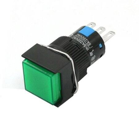 Green LA128A 6PIN 16mm Thread Self-Locking Round Push Button Switch - 1