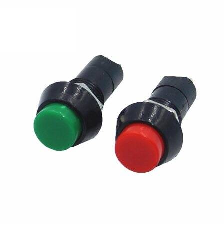 Green PBS-11A 12mm 2 PIN Self-Locking Round Plastic Push Button Switch - 1