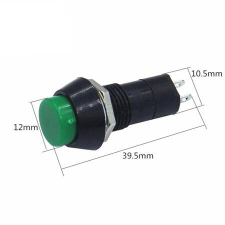 Green PBS-11A 12mm 2 PIN Self-Locking Round Plastic Push Button Switch - 2