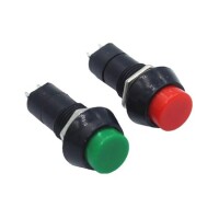 Green PBS-11A 12mm 2 PIN Self-Locking Round Plastic Push Button Switch - 3