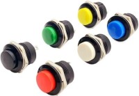 Green R13-507 16mm 2 PIN Momentary Self-Reset Round Cap Push Button Switch - 1