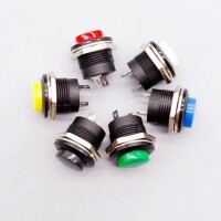 Green R13-507 16mm 2 PIN Momentary Self-Reset Round Cap Push Button Switch - 5