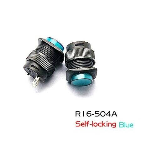 Green R16-504A 16mm 2 PIN Self-Locking On-Off Push Button Switch Without Light - 2