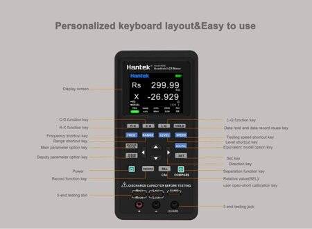 Hantek 1832C 100Hz To 40kHz Handheld Digital LCR Meter US Plug With Battery - 3