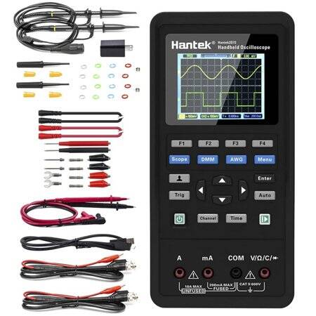 Hantek 2D72 70Mhz 2CH Oscilloscope + Waveform Generator + Multimeter EU Plug With Battery - 1