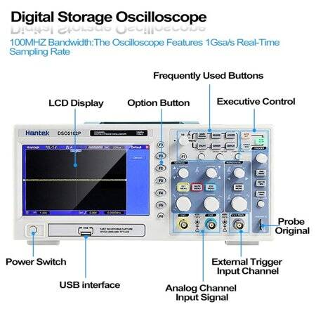 Hantek DSO5102B Digital Oscillsocope 2 Channels 100Mhz 1GSa/s CN Plug - 4