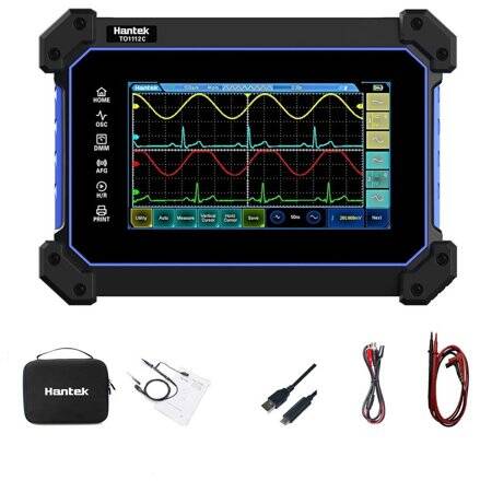 Hantek TO1112C Touch Screen Digital Oscilloscope+ Multimeter 2 Kanal 110Mhz 250MSa/s 8M Storage Depth EU Plug With Battery - 1