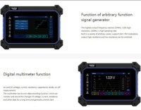 Hantek TO1204D Touch Screen Digital Oscilloscope 4CH 200Mhz 1GSa/s + 25Mhz Signal Source+Multimeter US Plug With Battery - 3