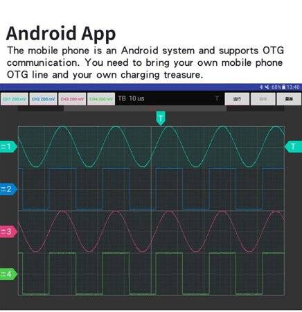 Hantek6074BC USB Virtual Oscilloscope 4 CH 70MHz - 4