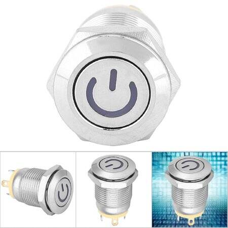 High Head 12mm 110-220V Waterproof Momentary Self-Reset Metal Push Button Switch With Yellow Led Light And Switch Socket Button Connector - 4