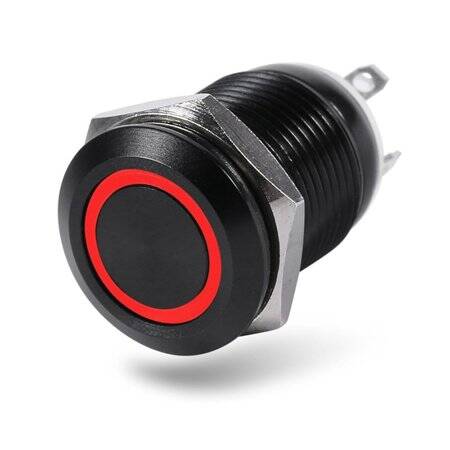 High Head 12mm 110-220V Waterproof Self-Locking Metal Push Button Switch With Red Led Light And Switch Socket Button Connector - 1