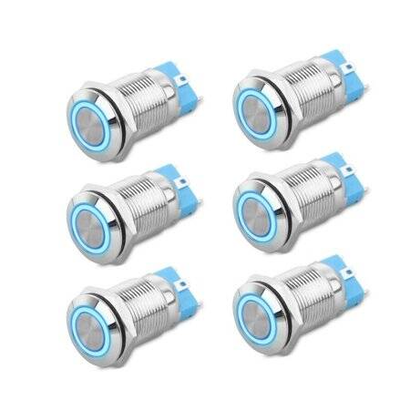 High Head 12mm 12-24V Waterproof Momentary Self-Reset Metal Push Button Switch With White Led Light And Switch Socket Button Connector - 1