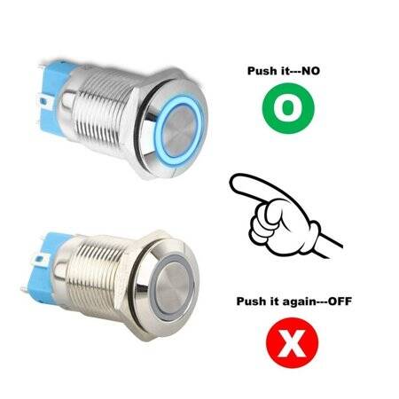 High Head 12mm 12-24V Waterproof Momentary Self-Reset Metal Push Button Switch With White Led Light And Switch Socket Button Connector - 2