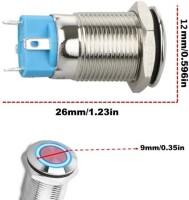 High Head 12mm 12-24V Waterproof Momentary Self-Reset Metal Push Button Switch With White Led Light And Switch Socket Button Connector - 3