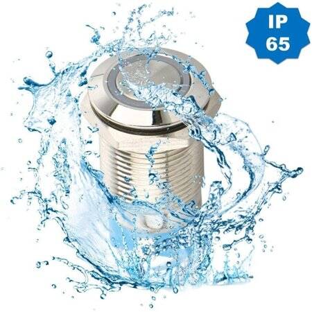 High Head 12mm 12-24V Waterproof Momentary Self-Reset Metal Push Button Switch With White Led Light And Switch Socket Button Connector - 5