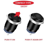 High Head 12mm Waterproof Self-Locking Metal Push Button Switch Without Light - 5