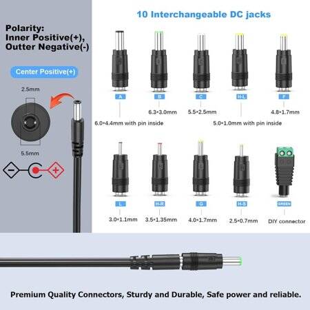 High Quality Full Amperes 12V 1.5A US Plug Adapter - 5