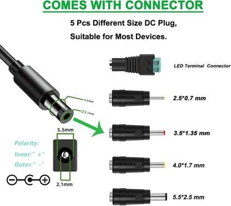 High Quality Full Amperes 9V 1.5A US Plug Adapter - 3