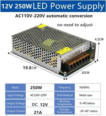 High Quality Power Supply 250W 12V 20A With Fan - 3