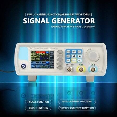 JDS-6600 15MHz Dual-Channel Fully CNC DDS Arbitrary Wave Function Signal Generator Pulse Signal Source Frequency Meter US Plug - 5