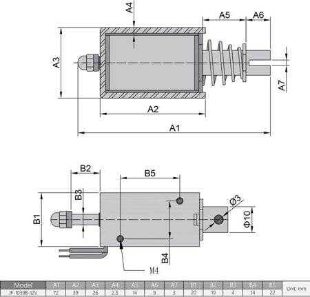 JF-1039B DC12V 25N 10mm Push-Pull Permeable Electromagnet Lock - 5