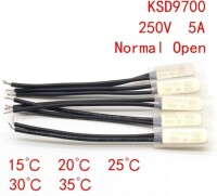 KSD9700/BK05-BB1D 5A 250V Metallic Shell Temperature Control Switch - 125C Normally Open - 3