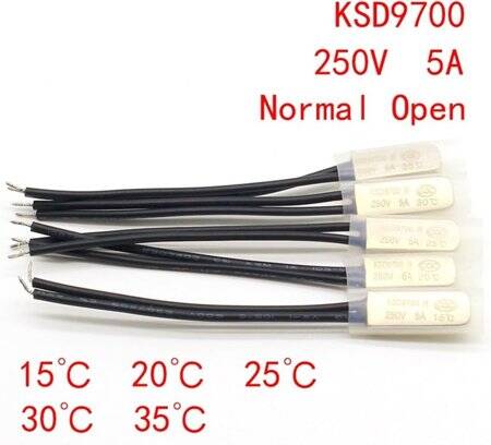 KSD9700/BK05-BB1D 5A 250V Metallic Shell Temperature Control Switch - 140C Normally Closed - 3