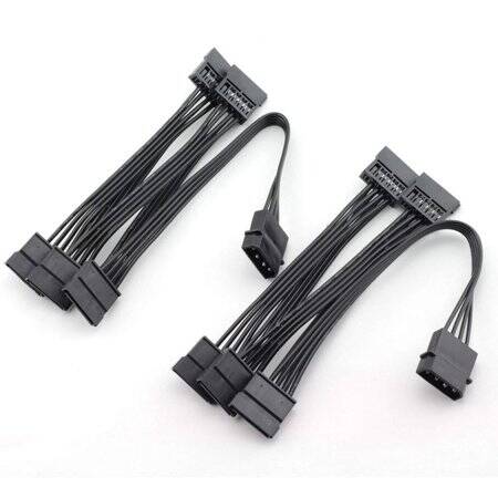 Large 4 Pin IDE 1 To 2 SATA Hard Disk Interface Power Cord - 1