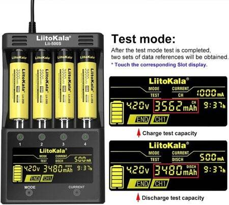 LiitoKala Lii-300 18650 Battery Charger 18650 26650 14500 10440 17500 1.2V AA AAA Capacity Test Usb 5V Output Large LCD Display Full Set EU Plug - 4