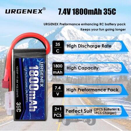 Lion 1500MAH 2S 7.4V 35C High Power High Quality Model Airplane LIPO Battery XT60 Female - 2