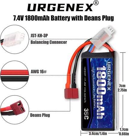 Lion 1500MAH 2S 7.4V 35C High Power High Quality Model Airplane LIPO Battery XT60 Female - 3