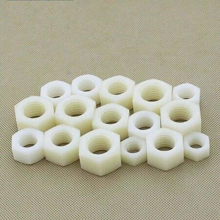 M10 White Hexagonal Nylon Nut - 3