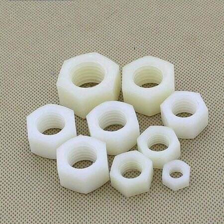 M10 White Hexagonal Nylon Nut - 4