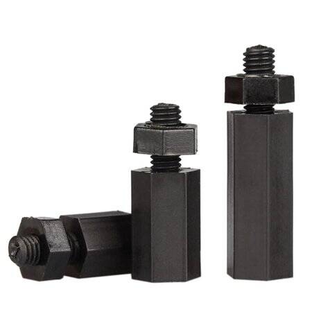 M2-5x12+6mm Black Hexagonal Nylon Column Single Head - 1