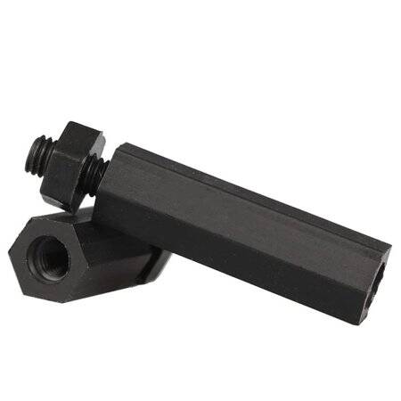 M2-5x12+6mm Black Hexagonal Nylon Column Single Head - 2