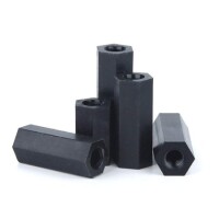 M2-5x12mm Black Nylon Double Pass Hexagonal Column Isolation Column - 1