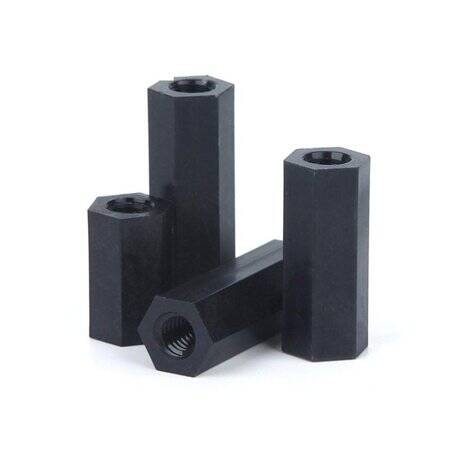 M2-5x12mm Black Nylon Double Pass Hexagonal Column Isolation Column - 3