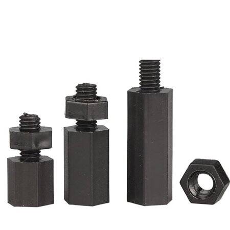 M2-5x15+6mm Black Hexagonal Nylon Column Single Head - 5