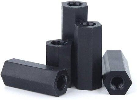 M2-5x15mm Black Nylon Double Pass Hexagonal Column Isolation Column - 1